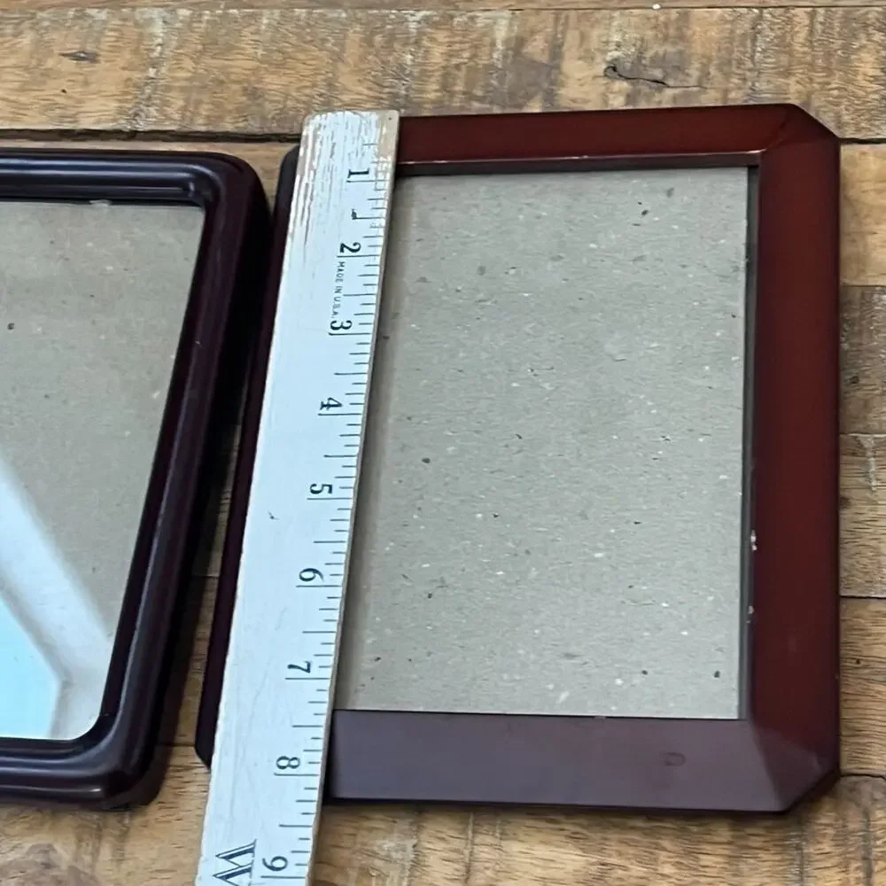 Vintage MCM Solid Dark Wood Picture Frames Set of 2 6 x 8 in